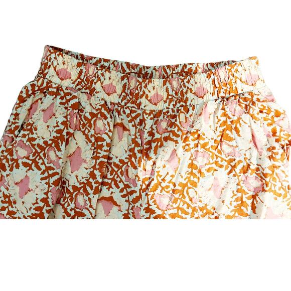 C&C California Orange Pink Floral Print Linen Pants Womens Size M - Picture 2 of 7